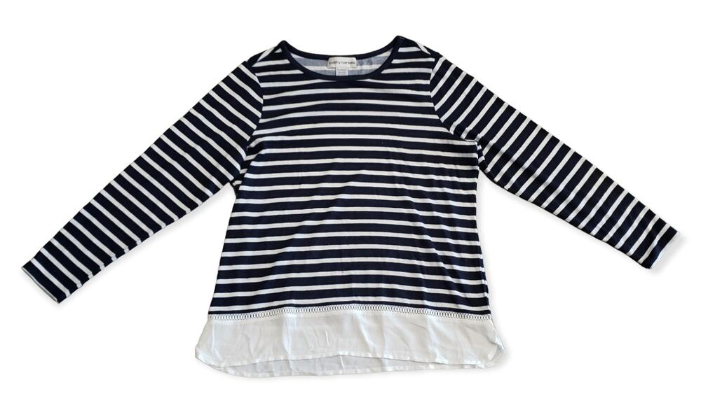 Cathy Daniels Navy Blue & White Long Sleeved Shirt | Size Medium